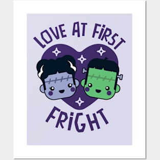 Kawaii Frankenstein's Monster and Bride of Frankenstein // Love at First Fright Posters and Art